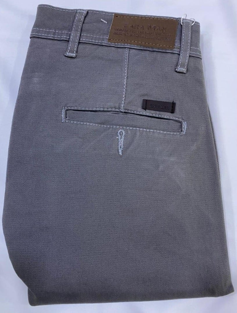 Flexible Cotton Trousers in Slate Gray