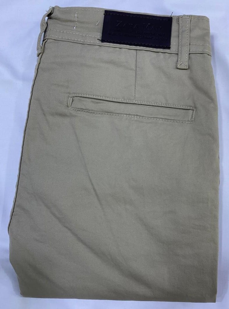 Flexible Cotton Trousers in Soft Olive Gray