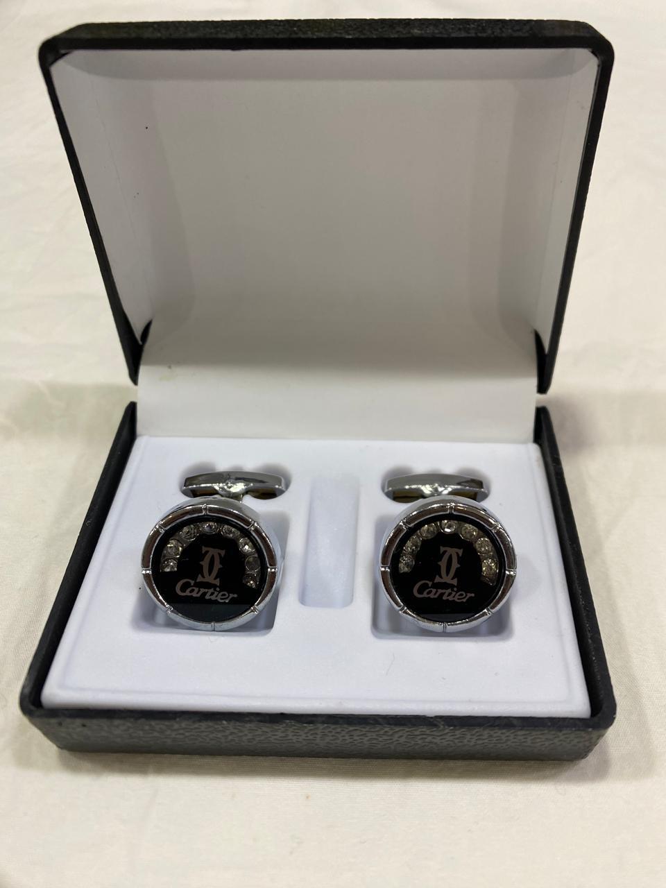 Big Rounded Cufflinks with 'Cartier' Engraved