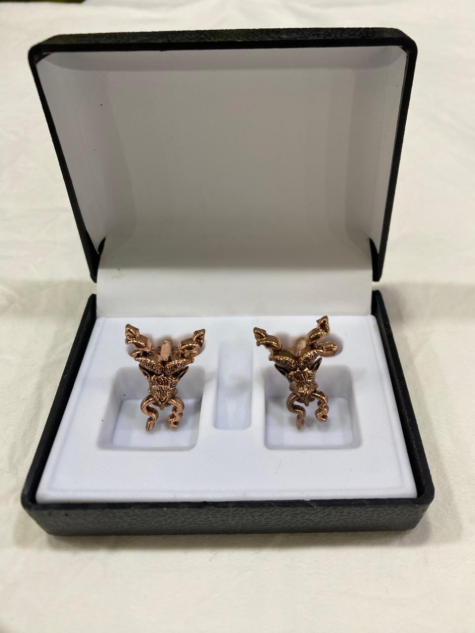 Golden Cufflinks with Markhor Face Design